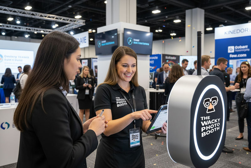 wacky photo booth pro - attendant trade show graphics booth